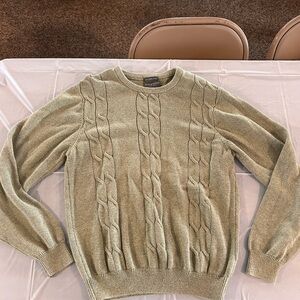 Lyle & Scott Scotland Men's M 100% Combed Cotton Fisherman Knit Sweater Green